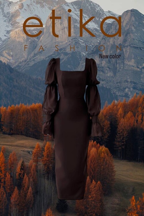 Hare Kolları Fırfır Detaylı Elbise