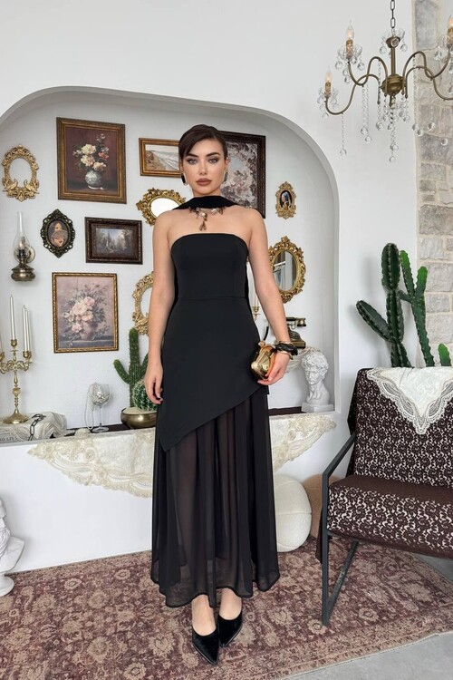 Hulos Şal Detaylı Elbise