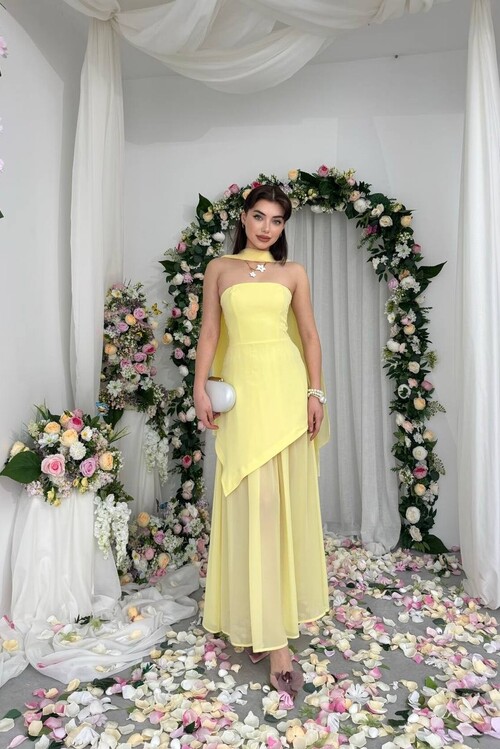 Hulos Dress with Shawl Detail