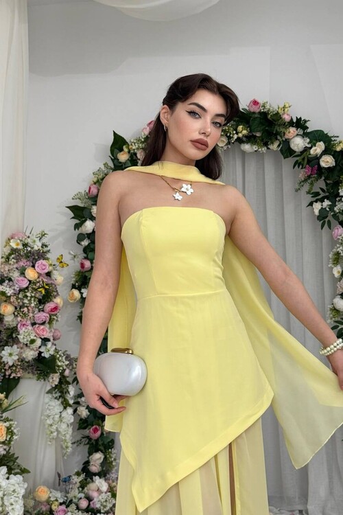 Hulos Dress with Shawl Detail