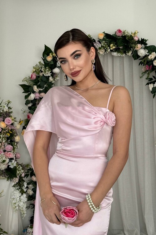 Junas Yaka Kuşağı Detaylıı Elbise