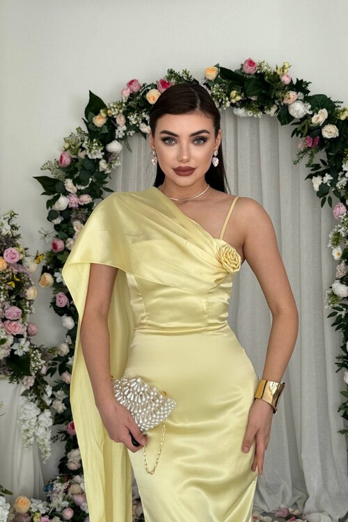 Junas Yaka Kuşağı Detaylıı Elbise