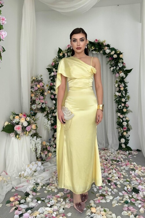 Junas Yaka Kuşağı Detaylıı Elbise