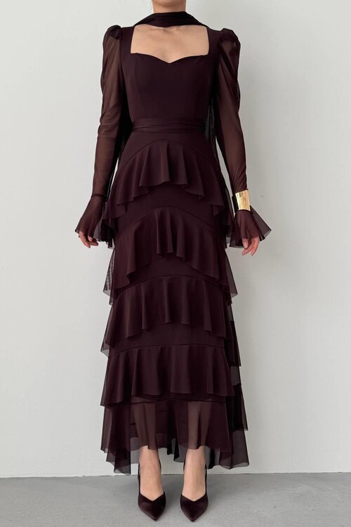 Juvy Şal Detaylı Elbise