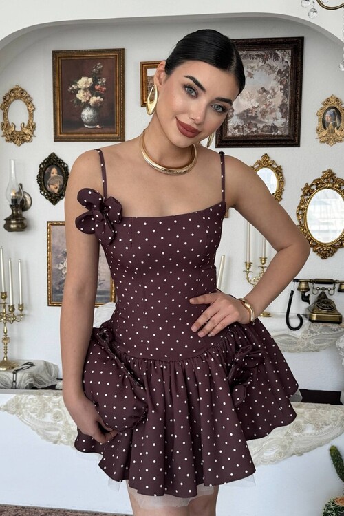 Keraj Çiçek Detaylı Elbise