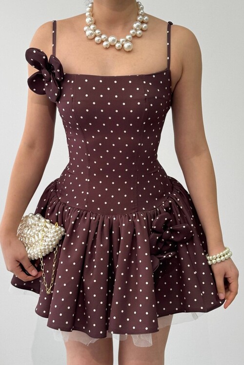 Keraj Çiçek Detaylı Elbise