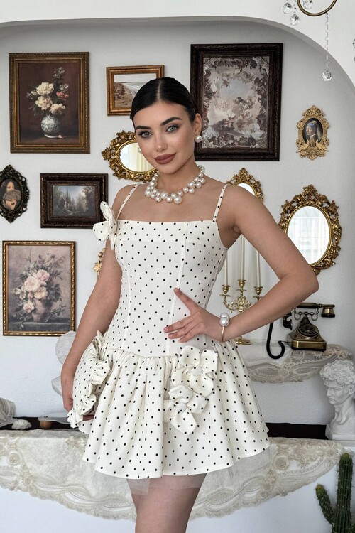 Keraj Çiçek Detaylı Elbise