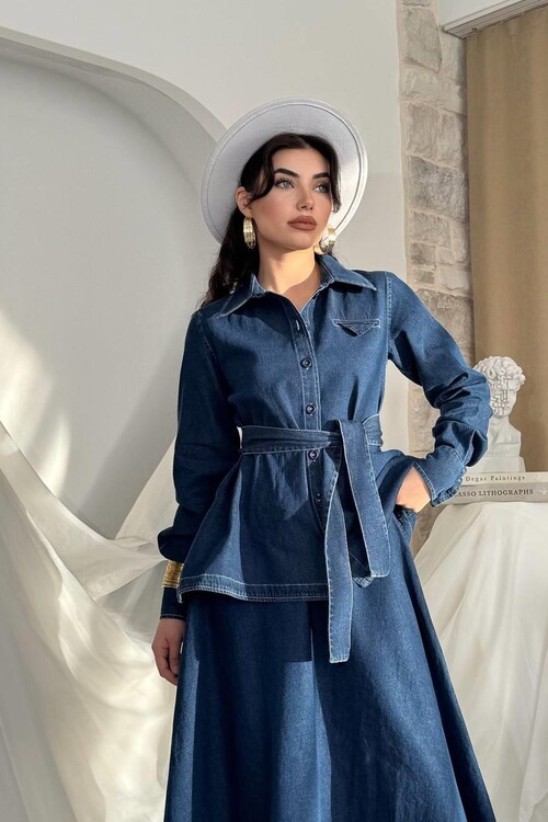 Linor Belted Two Piece Suit