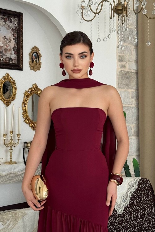 Manen Şal Detaylı Elbise