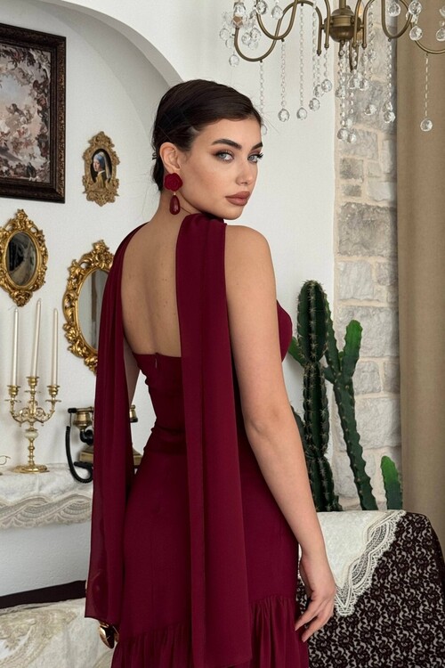 Manen Şal Detaylı Elbise