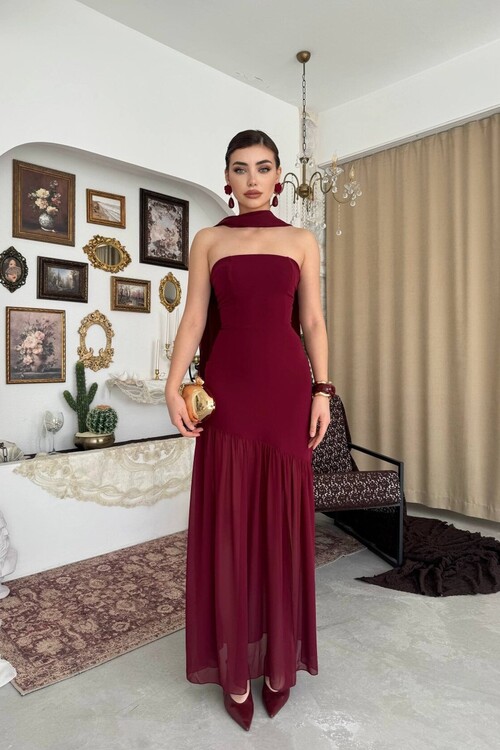 Manen Şal Detaylı Elbise