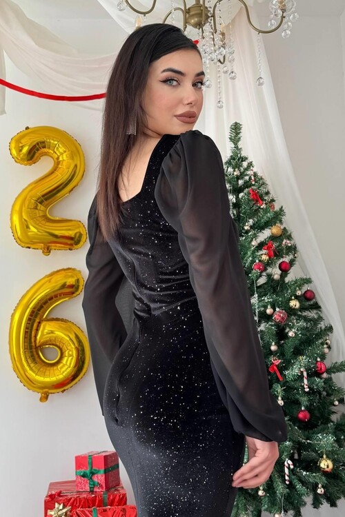 Meda Balloon Sleeve Dress