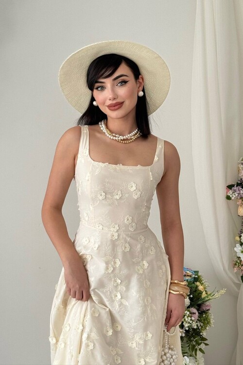 Myra Çiçek Detaylı Elbise