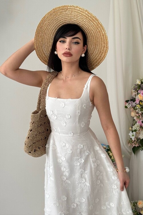 Myra Çiçek Detaylı Elbise