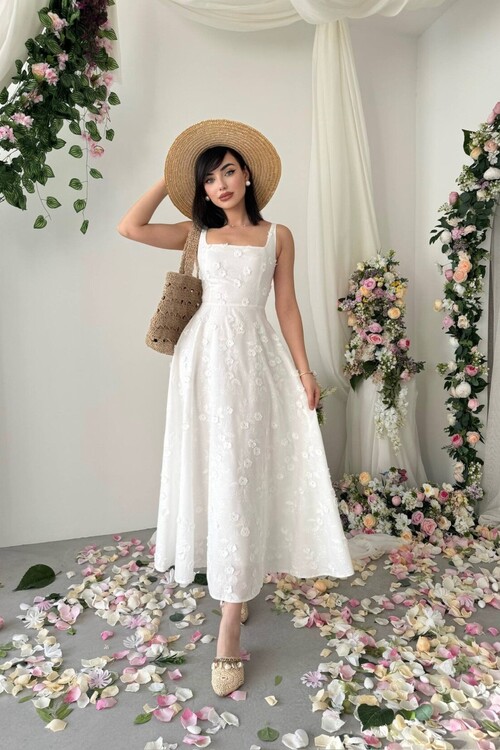 Myra Çiçek Detaylı Elbise