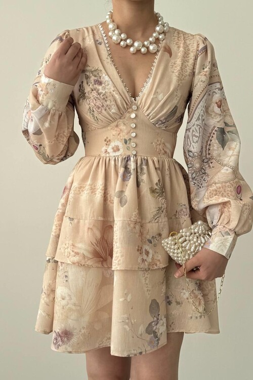 Olven Düğme Detaylı Elbise