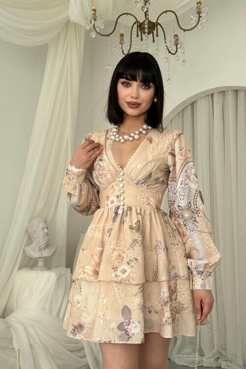 Olven Düğme Detaylı Elbise