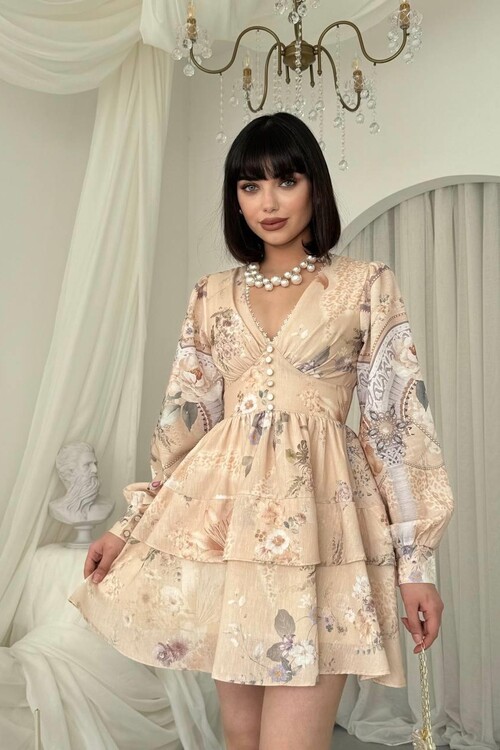 Olven Düğme Detaylı Elbise