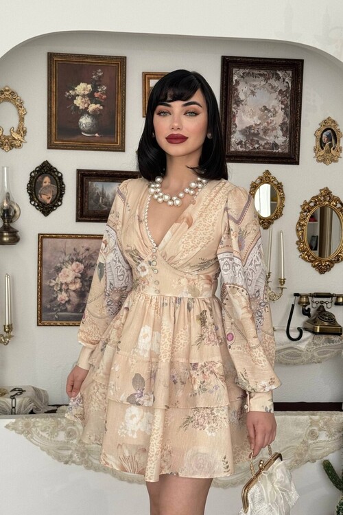 Olven Düğme Detaylı Elbise