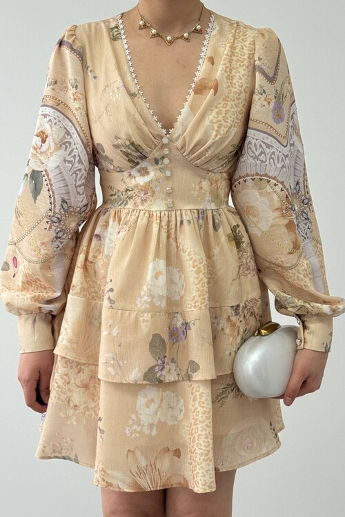 Olven Düğme Detaylı Elbise