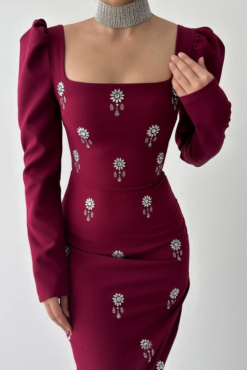 Pera Taş Detaylı Elbise