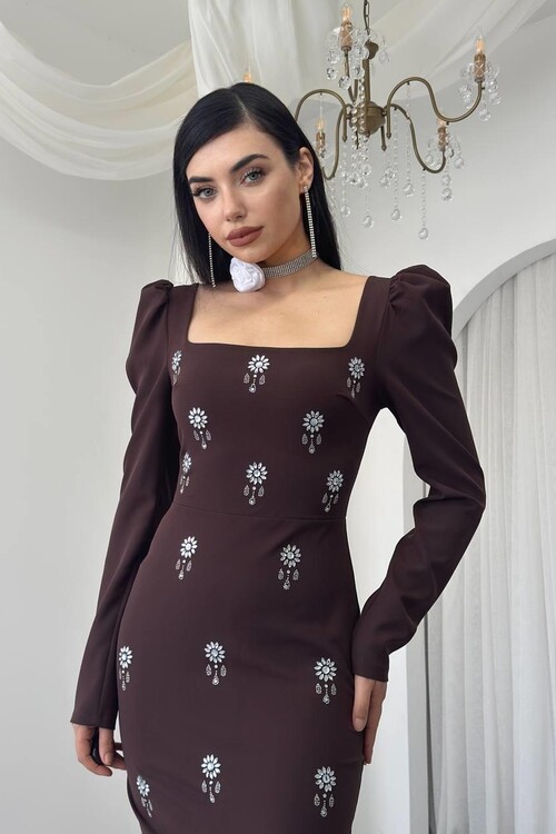 Pera Stone Detailed Dress