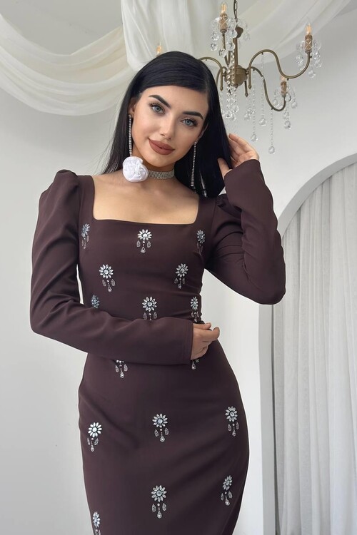 Pera Stone Detailed Dress