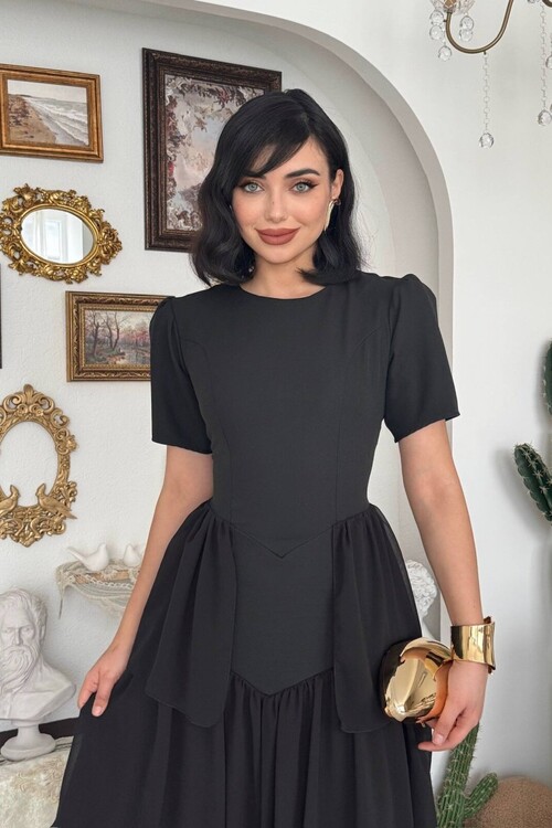 Pola Sırt Korsaj Detaylı Elbise