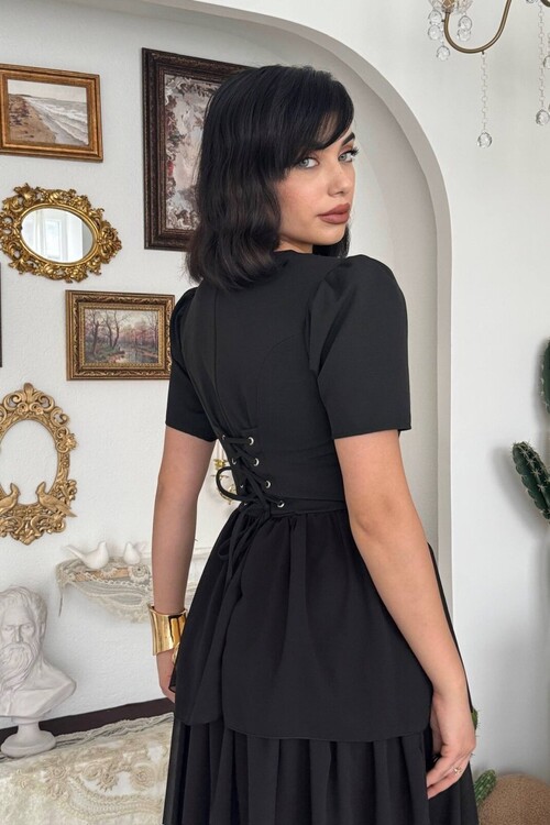 Pola Sırt Korsaj Detaylı Elbise