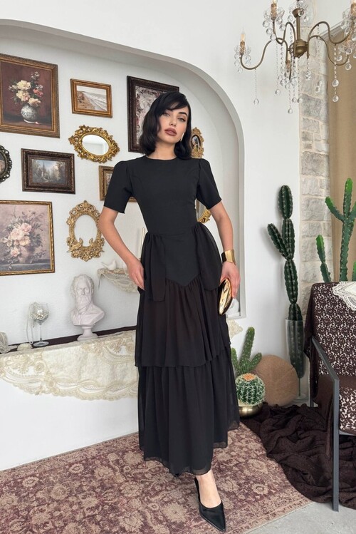 Pola Sırt Korsaj Detaylı Elbise