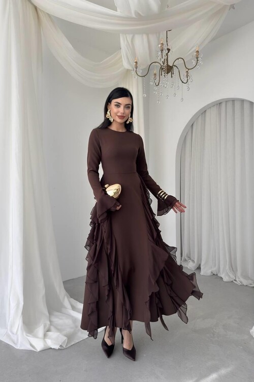 Rel Fırfır Detay Elbise