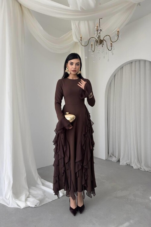 Rel Fırfır Detay Elbise