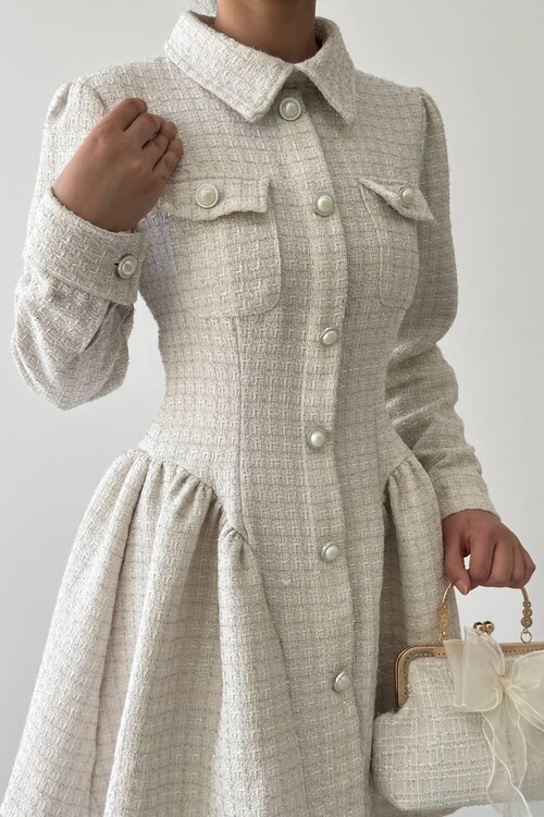 Rina Düğme Detaylı Elbise