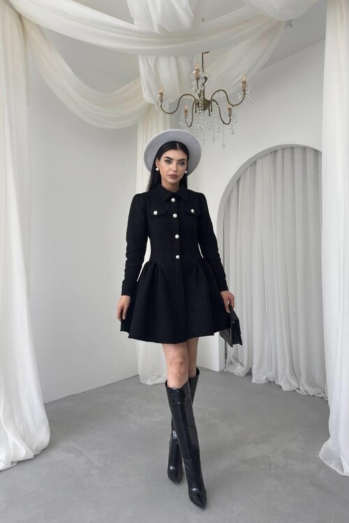 Rina Düğme Detaylı Elbise