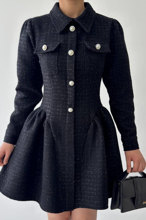 Rina Düğme Detaylı Elbise