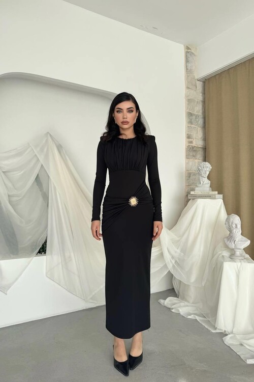 Rıva Broş Detaylı Elbise