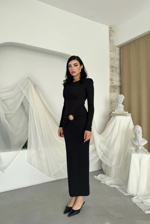 Rıva Broş Detaylı Elbise