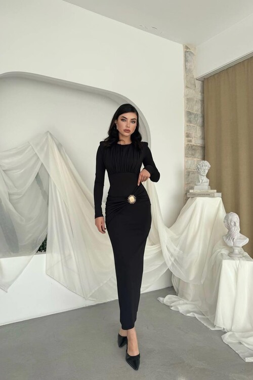 Rıva Broş Detaylı Elbise