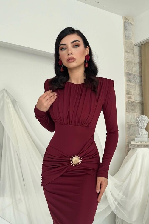 Rıva Broş Detaylı Elbise