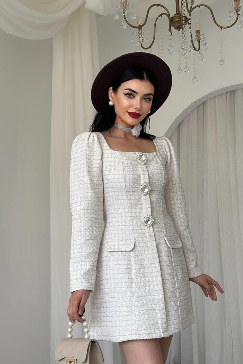 Sassa Düğme Detaylı Elbise