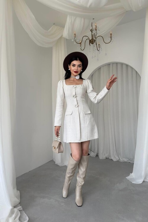 Sassa Düğme Detaylı Elbise