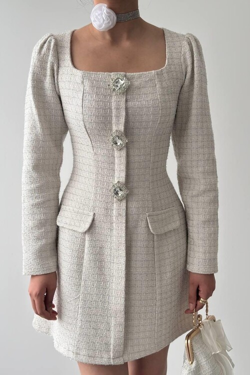 Sassa Düğme Detaylı Elbise