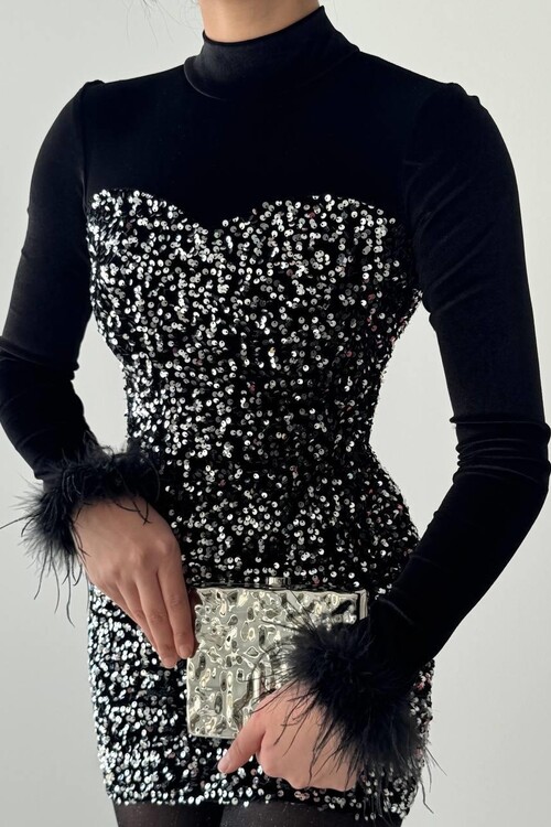 Tepu Feather Detailed Dress