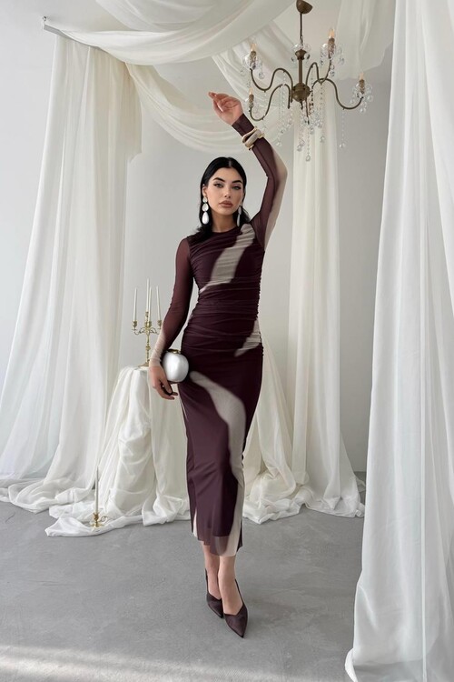 Troyes Geçiş Desenli Elbise