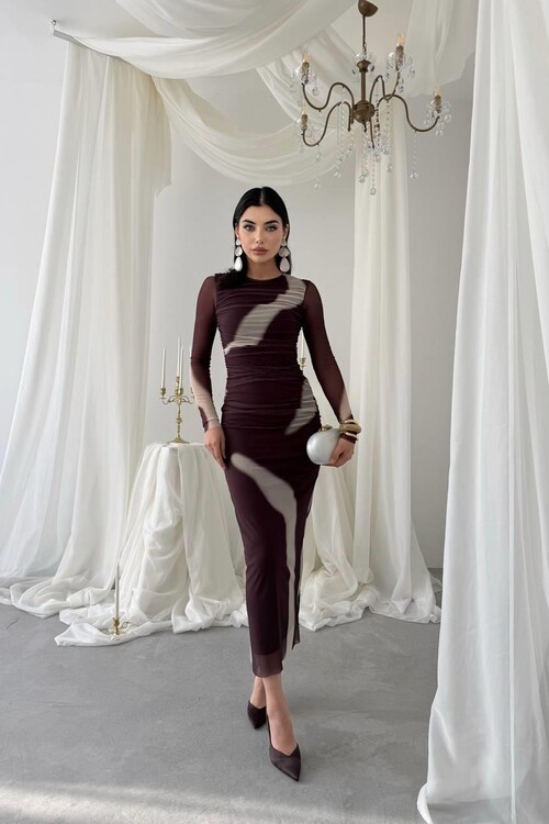 Troyes Geçiş Desenli Elbise