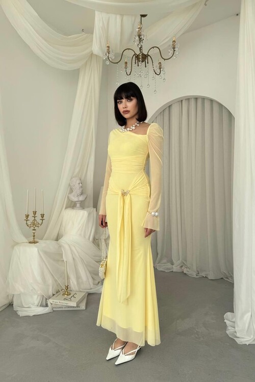 Vesso Broş Detaylı Elbise