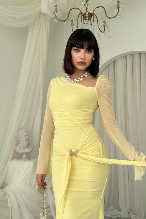 Vesso Broş Detaylı Elbise