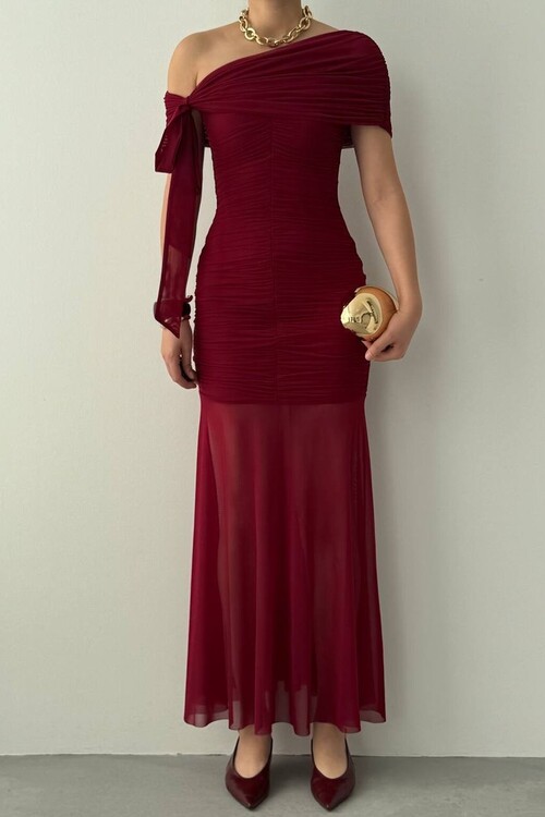 Yenel Omuz Bağlama Detaylı Elbise