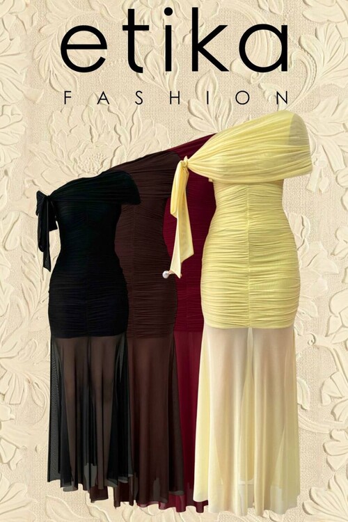 Yenel Omuz Bağlama Detaylı Elbise