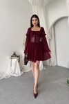 Joy Leather Dress with Corset Detail